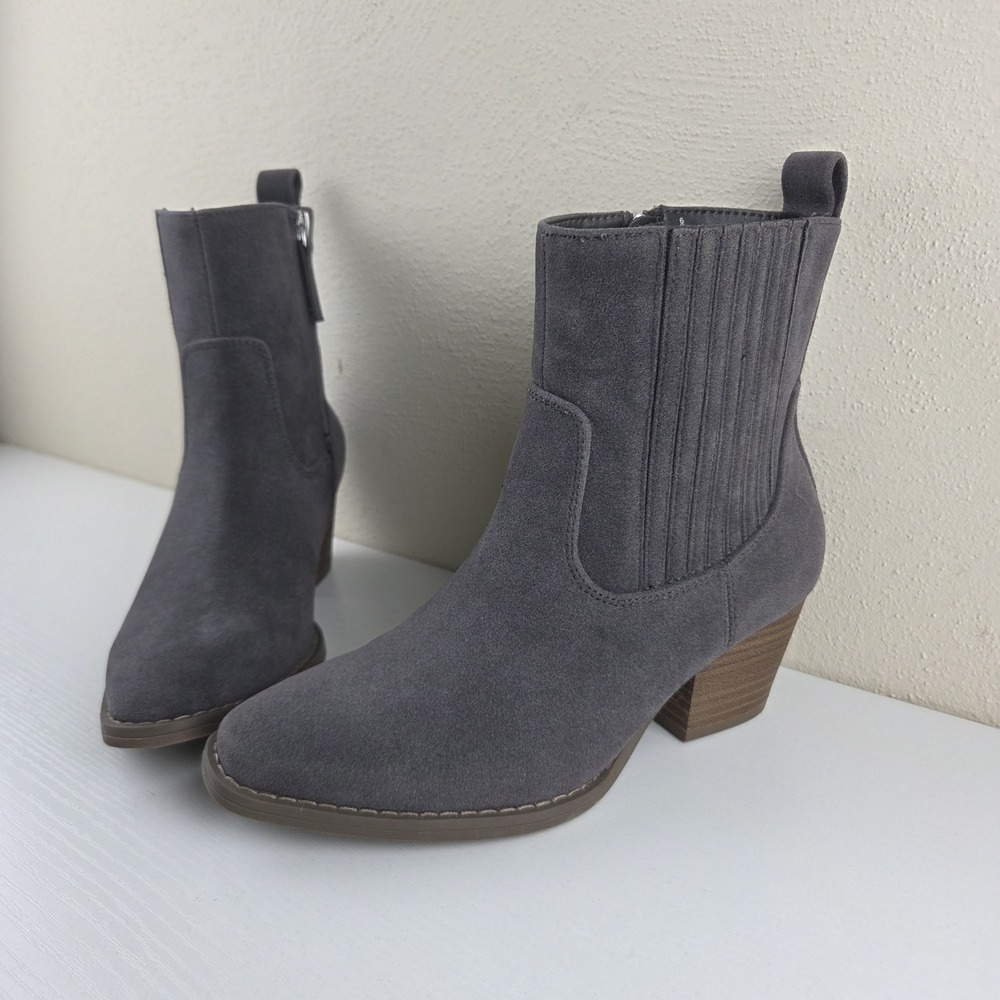 Universal Thread Solita Charcoal‎ Gray Western Side Zip Boots Womens Size 6